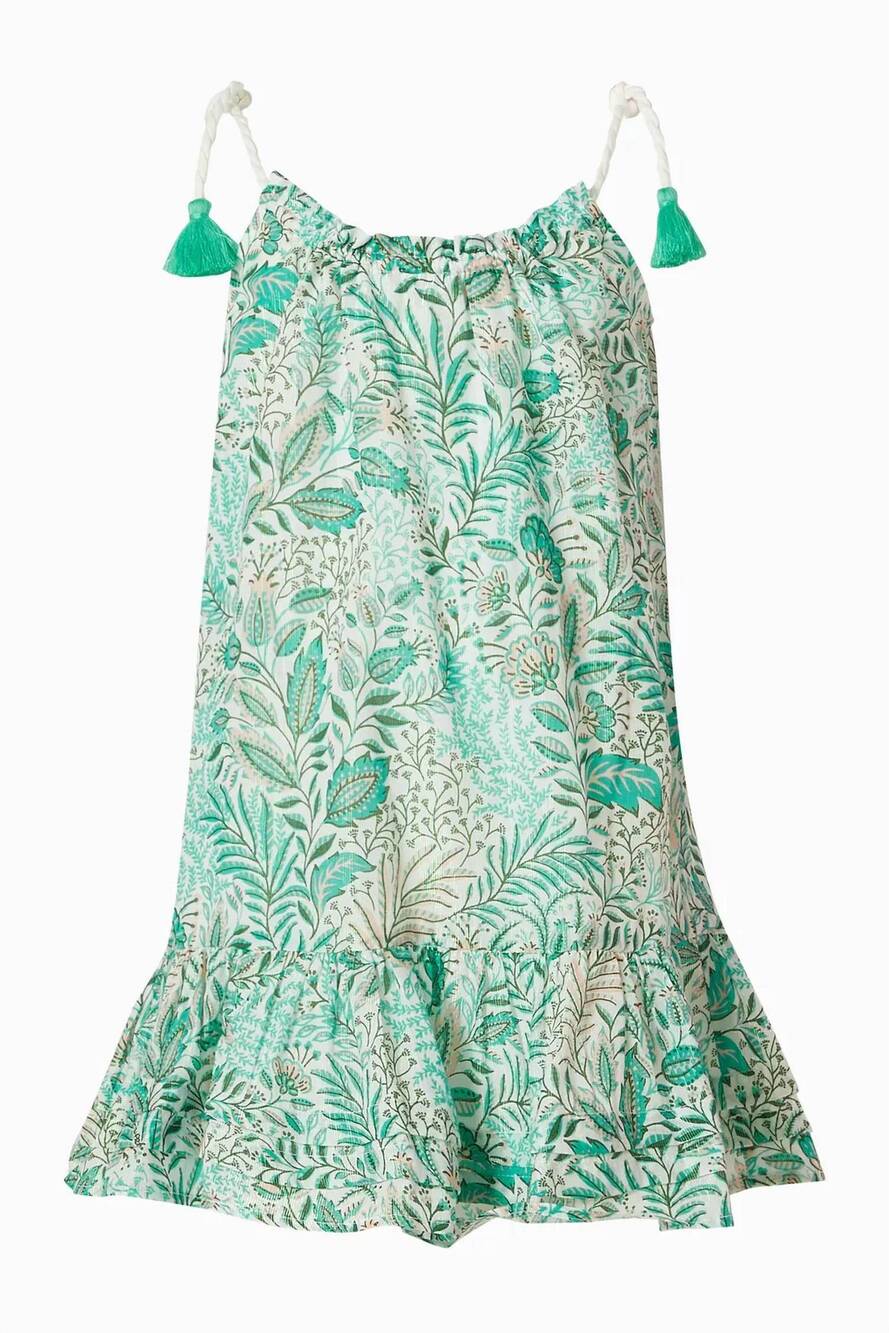 NEW POUPETTE ST BARTH girl's mini billie dress in green palmarosa
